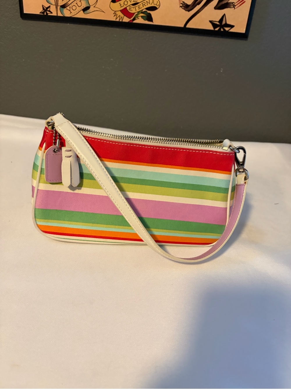 Vintage Coach Hampton’s Multi Stripe Demi Baguette 10802 Like New